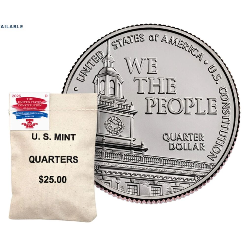 Semiquincentennial Half Dollar 2026 Rolls and Bags - Enduring Liberty